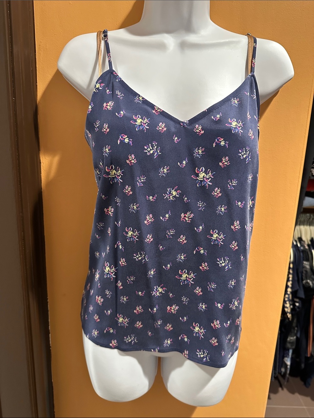 Equipment Navy Floral Silk V-Neck Cami